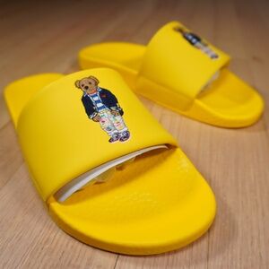 Polo Ralph Lauren Bear Slide Yellow Size 13 D PU EVA Brand New